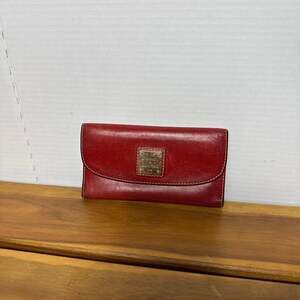 Dooney & Bourke Red Leather Continental Wallet, Gold Logo Plate